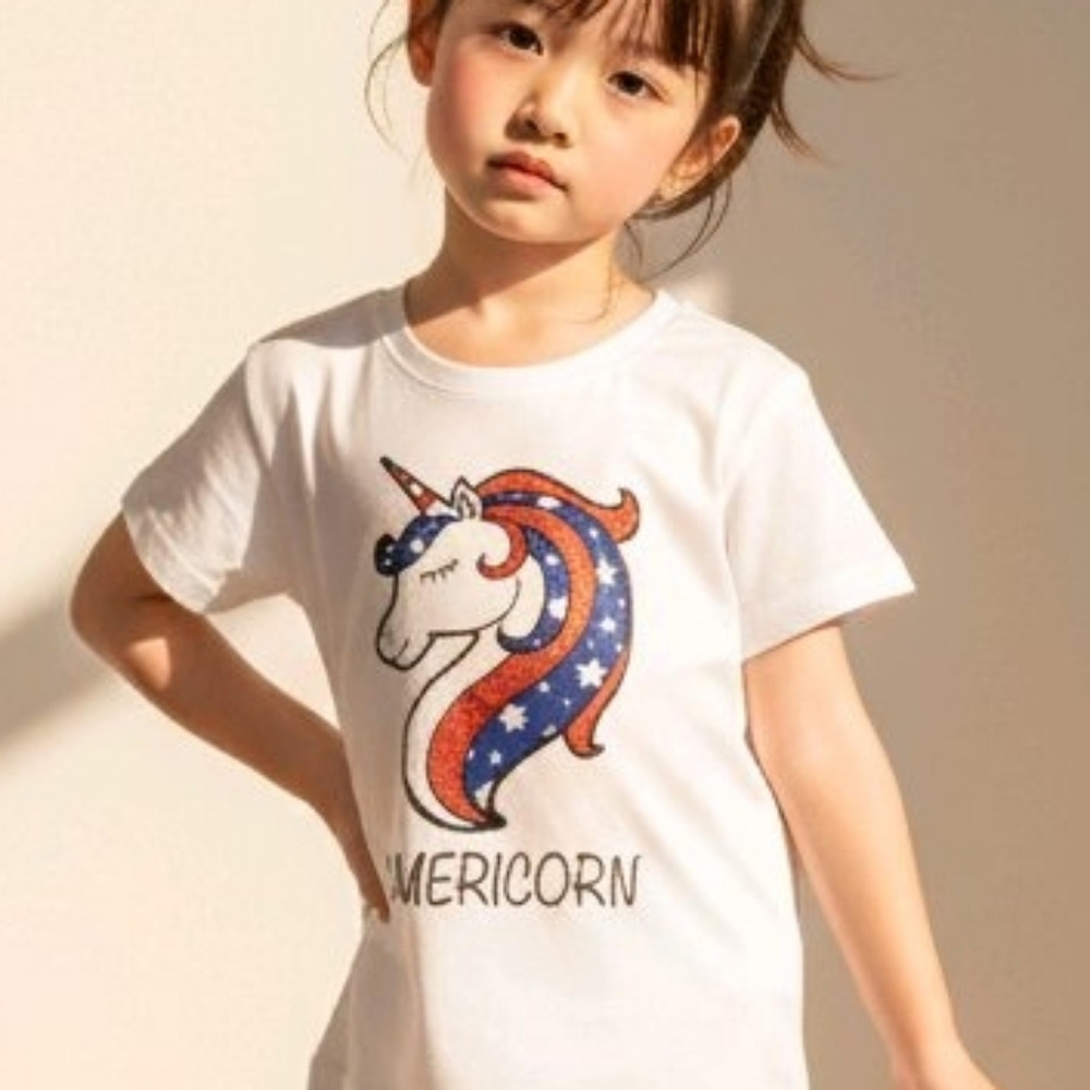 Girls 3T AMERICANA Americorn UNICORN T-SHIRT PATRIOTIC GRAPHIC TEE NEW